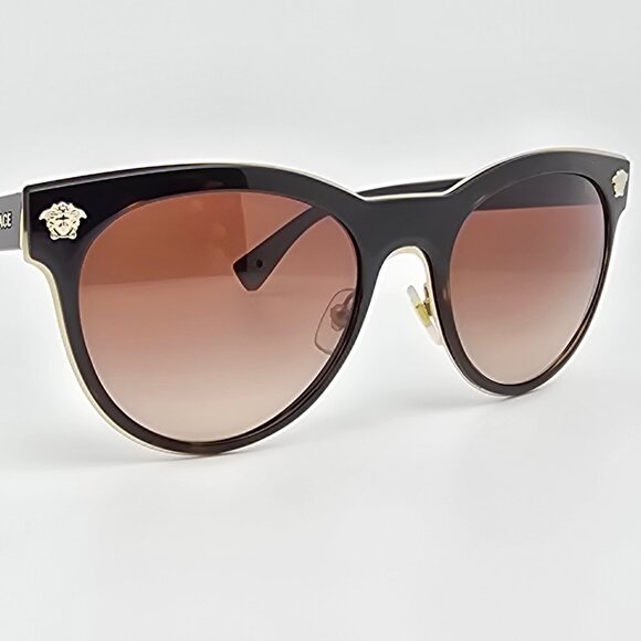 Versace Mod 2198 1252/13 Havana Gold Frame Brown Gradient Lens Sunglasses w Case main image 12